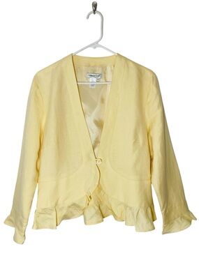 COLDWATER CREEK Linen Ruffled Blazer Jacket